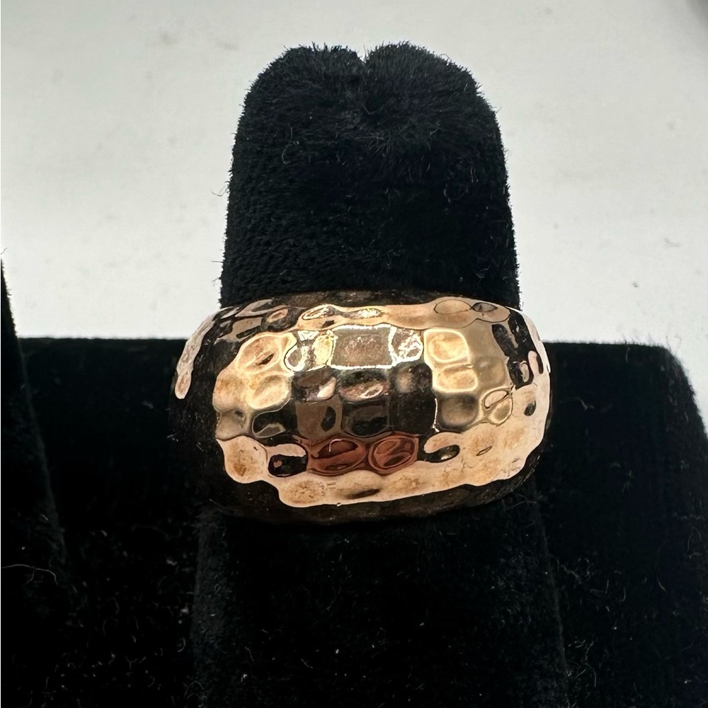 Milor Rose Gold Sterling 925 Hammered Bombe Ring size 7 Dome Vintage